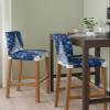 Boanket Blue Christmas Tree Bar Stool Covers Set of 4 - Stretch Dining Chair Cover, Xmas Balls Navy Blue Snowflake Kitchen Chair Slipcover Removable Counter Stool Cover for Island Chair, Pub/Cafe view 2