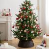 Mokylor Farmhouse Christmas Tree Collar, Detachable PE Rattan Christmas Tree Skirt, Alternative Tree Skirt Christmas Tree Rings Handmade Artificial Rattan Wicker Christmas Stands(White, S) view 4