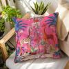 Yinrune Chinoiserie Primitive Flora and Fauna Giraffes Pillow Covers Hot Pink Asian Cushion Cover 20x20in Farmhouse Pillow Case Accent Toss Pillowcase Rustic Decor for Sofa Living Room Bedroom view 2