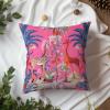 Yinrune Chinoiserie Primitive Flora and Fauna Giraffes Pillow Covers Hot Pink Asian Cushion Cover 20x20in Farmhouse Pillow Case Accent Toss Pillowcase Rustic Decor for Sofa Living Room Bedroom view 3