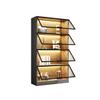 CraftThink 4-Tiers Bookcase, Modern Display Cabinet with Glass Doors Wooden Storage Cabinet, Freestanding Bookshelf Storage Cabinet for Living Room Home Office, Dark Gray 31.5" L x 12.5" W x 79" H view 1