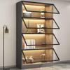 CraftThink 4-Tiers Bookcase, Modern Display Cabinet with Glass Doors Wooden Storage Cabinet, Freestanding Bookshelf Storage Cabinet for Living Room Home Office, Dark Gray 31.5" L x 12.5" W x 79" H view 2