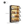 CraftThink 4-Tiers Bookcase, Modern Display Cabinet with Glass Doors Wooden Storage Cabinet, Freestanding Bookshelf Storage Cabinet for Living Room Home Office, Dark Gray 31.5" L x 12.5" W x 79" H view 3