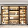 CraftThink 4-Tiers Bookcase, Modern Display Cabinet with Glass Doors Wooden Storage Cabinet, Freestanding Bookshelf Storage Cabinet for Living Room Home Office, Dark Gray 31.5" L x 12.5" W x 79" H view 4