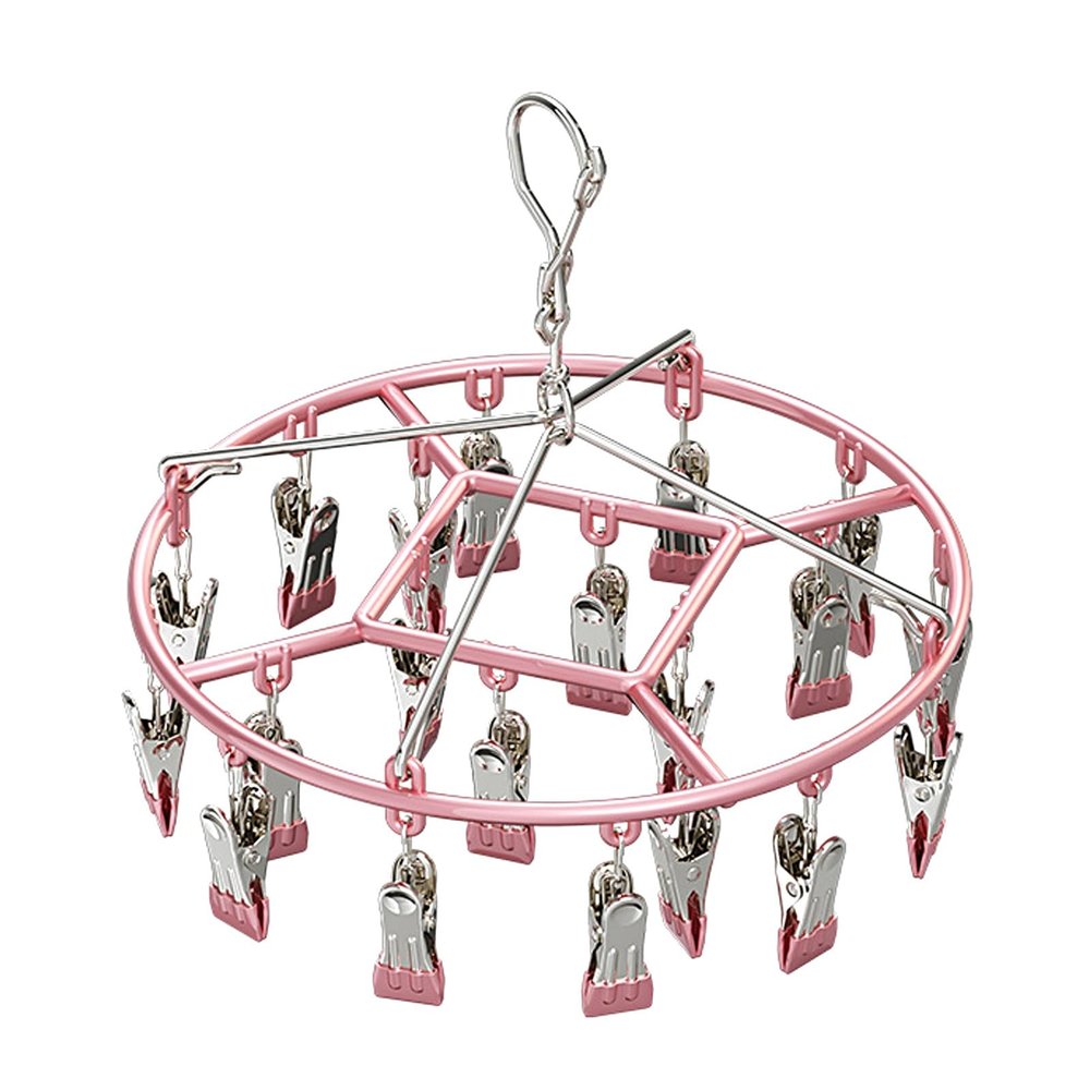 DELURA Laundry Hangers with 20 Clips,Clothespin Rack Laundry Drying Rack Drip Hanger for Drying Socks,Bras,Towel,Underwear,Hat,Scarf,Pants,Gloves (Color : E)