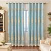 Amidoudou 1 Pair Luxury 3D Flower Embroidered Curtains for Bedroom European Double Layer Curtains with Valances for Living Room (Blue,52x84 Inch) view 2