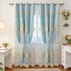 Amidoudou 1 Pair Luxury 3D Flower Embroidered Curtains for Bedroom European Double Layer Curtains with Valances for Living Room (Blue,52x84 Inch) view 4