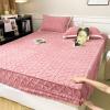 2024 New Flannel Velvet Bed Sheet Winter Super Soft Cosy Plush Shaggy Taffeta Elastic Fitted Sheet Solid Flannel Velvet Fleece Fluffy Fuzzy Warm Bedspread with 11'' Deep Pocket (Pink,Small Double) view 1