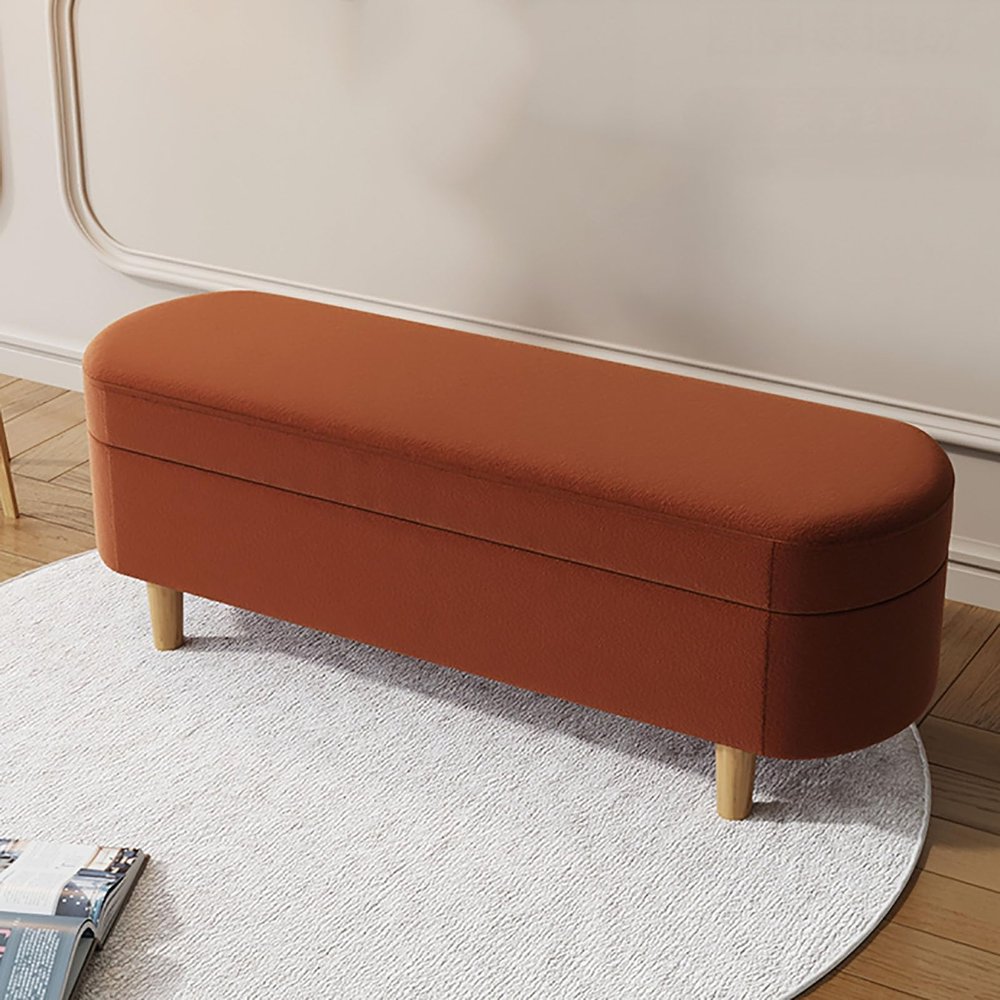 Velvet Ottoman Bench,Upholstered Storage Bench with Flip Top,Modern End Of Bed Bench,Rectangular Footstool with Seating and Storage for Entryway Bedroom Living Room(90x40x50cm(35x16x20inch), Brown)