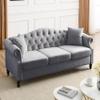 Gustonhon Modern Comfy Velvet Upholstered Sofa for Living Room,3 Seater Sofa Tufted Couch with Rolled Arms and Nailhead for Living Room, Bedroom, Office, Apartment,Solid Wood Legs (Grey, 79) view 2