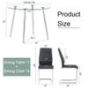 5 Piece Round Dining Table Set for 4, Circular Glass Kitchen Table and 4 Black&Silver Dining Chair, 40'' Round Dining Room Table with Silver Metal Legs, Dining Table and Chair Set for Dining Coffee view 2
