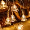 CAKERS Christmas Bell Decor String Lights|Led Creative Silver Wire Fairy Lights|Ambient Lamp for Birthday Party Holiday Bedroom Decor,Warm White,12m(39.3ft)-100LED-Solar view 2