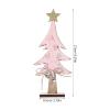 LOGOFUN Tabletop Christmas Tree Xmas Tree with Bell and Twine Mini Christmas Tree with Star Ornament for Home Office Desktop Decoration - Pink view 2