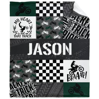 SUPERICH Personalized Dirt Bike Blanket Gifts - Custom Fleece Blankets for Boys & Girls, Super Soft, Air Conditioning, 80x60 in