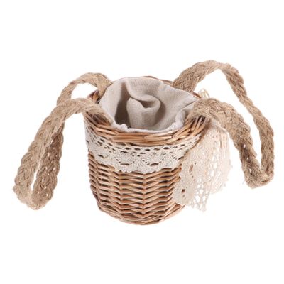 Hemoton 1pc Willow Woven Flower Basket Round Handheld Storage Basket for Fruits Candies Decor for Kitchen Living Room Weddings Events Natural Design