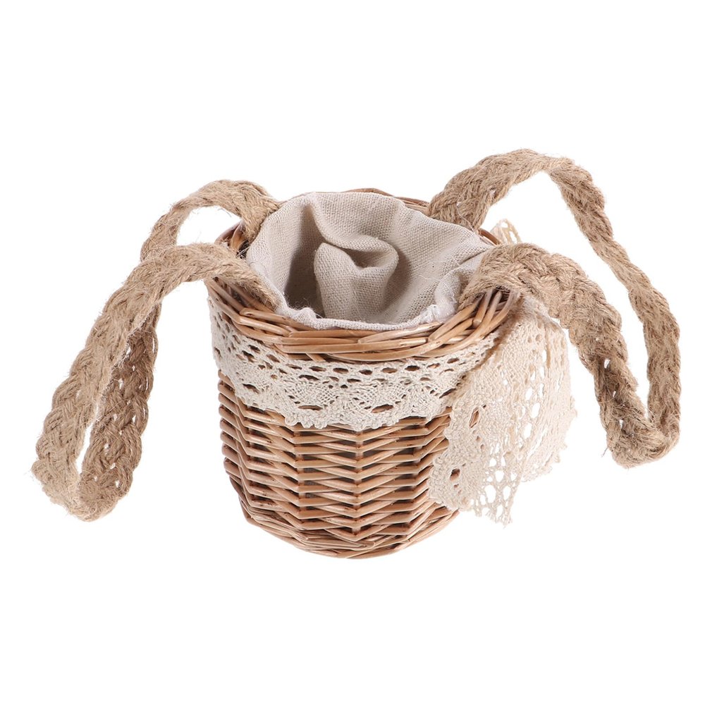 Hemoton 1pc Willow Woven Flower Basket Round Handheld Storage Basket for Fruits Candies Decor for Kitchen Living Room Weddings Events Natural Design