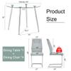 5 Piece Round Dining Table Set for 4, Circular Glass Kitchen Table and 4 Light Gray Dining Chair, 40'' Round Dining Room Table with Silver Metal Legs, Dining Table and Chair Set for Dining Coffee view 2