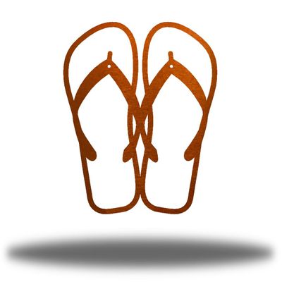 Riverside Designs Coastal Flip Flops Ocean Beach Metal Art Steel Wall Dcor (Copper, 18")