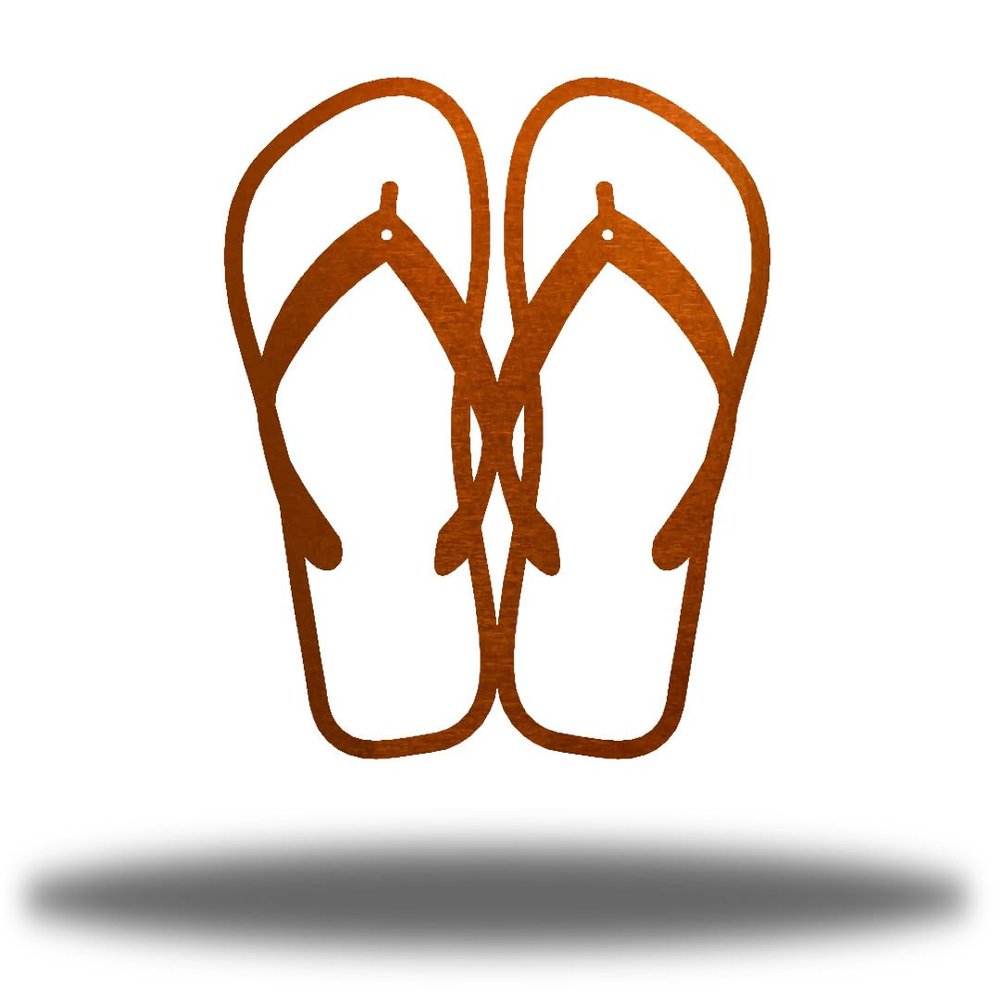 Riverside Designs Coastal Flip Flops Ocean Beach Metal Art Steel Wall Dcor (Copper, 18")