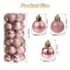 uxcell 24pcs Rose Gold Christmas Balls Ornaments Set, Shatterproof, Mixed Style, 1.1" Hanging Balls for Christmas Tree Decorations view 2