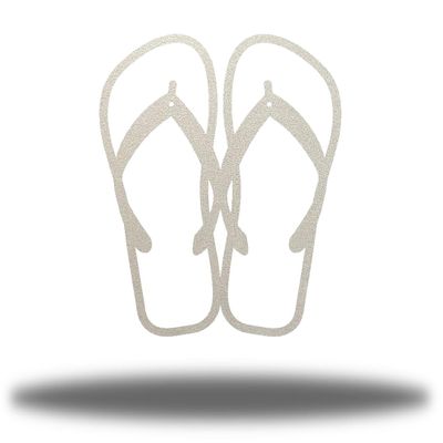 Riverside Designs Coastal Flip Flops Ocean Beach Metal Art Steel Wall Dcor (Silver, 36")