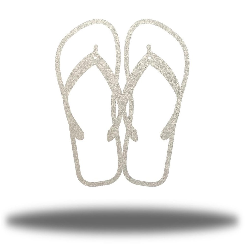 Riverside Designs Coastal Flip Flops Ocean Beach Metal Art Steel Wall Dcor (Silver, 36")