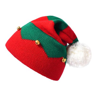 Roontin Christmas Santa Beanie for Men and Women - Knitted Stocking Cap with Bell - Xmas Holiday Hat for Adults