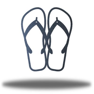 Riverside Designs Coastal Flip Flops Ocean Beach Metal Art Steel Wall Dcor (Black, 36")