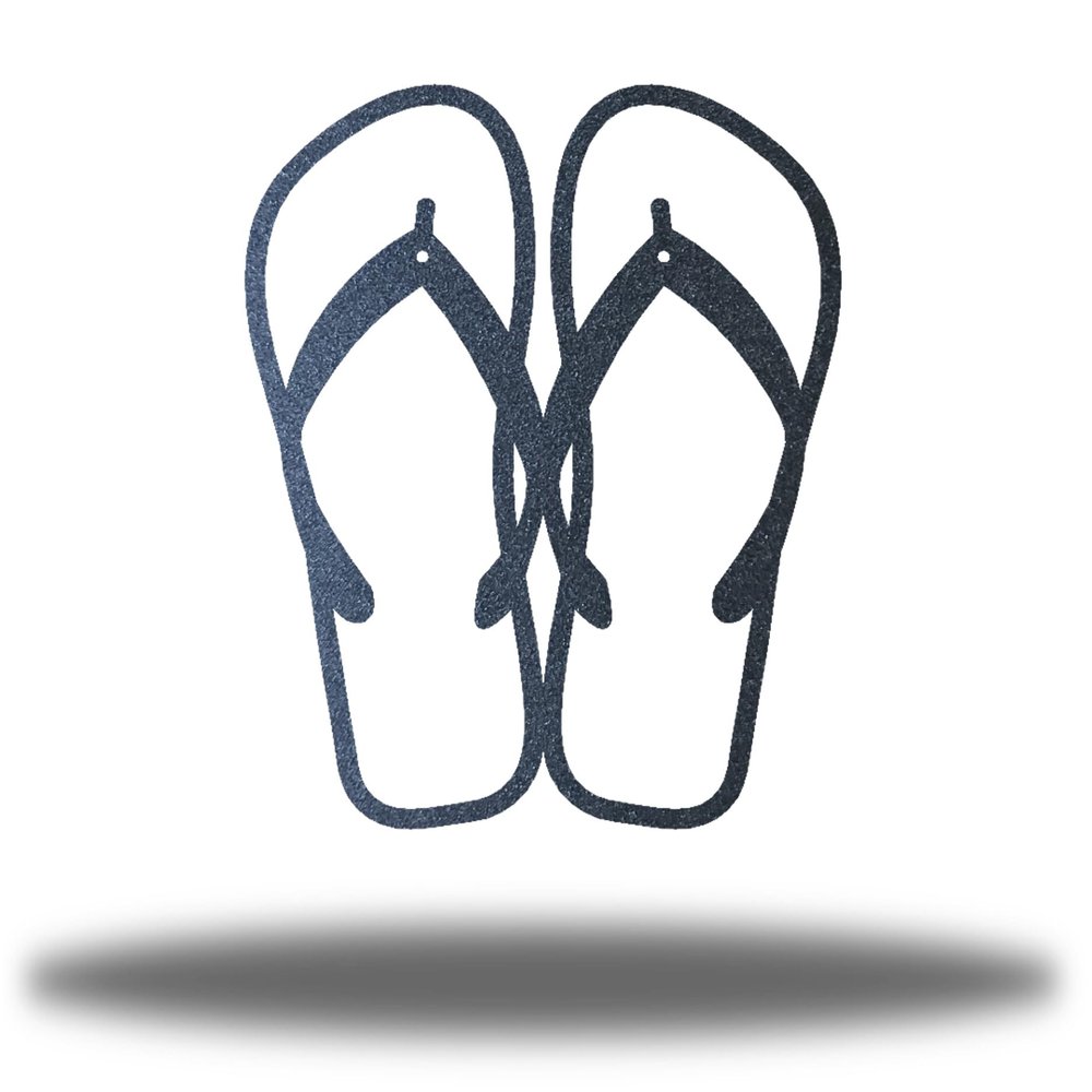 Riverside Designs Coastal Flip Flops Ocean Beach Metal Art Steel Wall Dcor (Black, 36")