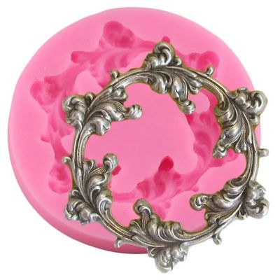 Baroque Scroll Relief Cake Border Silicone Mold Chocolate Candy Gum paste Molds Cupcake DIY Wedding Cake Decorating Tools - (Color: Ce390)