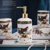 AOPPLSOT Soap Dispenser Ceramic Set, 5 Pieces Toothbrush Mug Sets, European Style, with Soap Dispenser, Toothbrush Holder, Mug, Soap Dish, for House, Apartment, Dormitory,Horse view 3