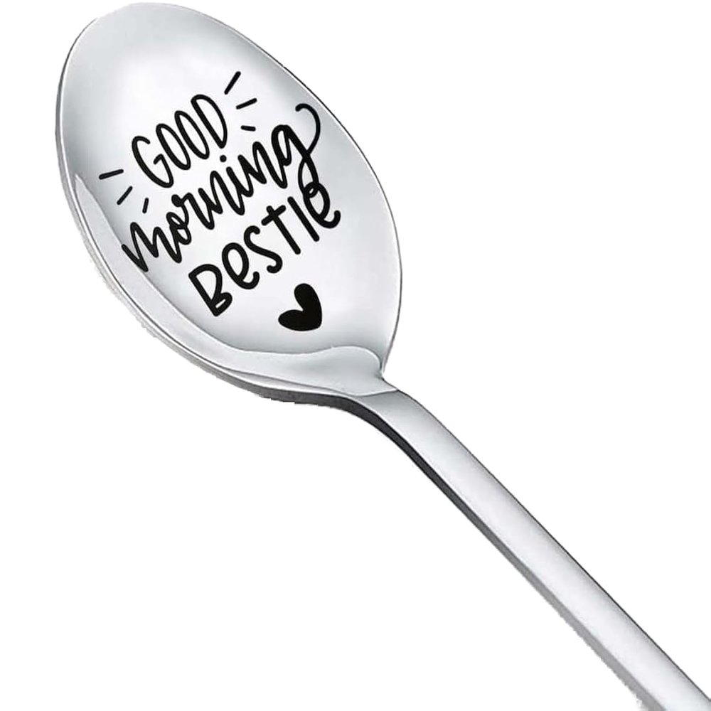 Bestie Best Friend Spoon Gifts for Women Teen Girls Good Morning Bestie Spoons for Best Friends Christmas Birthday Gift for BFF Friendship Gifts Coffee Tea Lover Gifts Spoon
