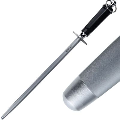 KOPALA Sharpening Steel Knife Sharpener Rod Round 12 Inches Honing Steel for Knives Dark