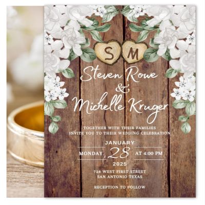 Set of 15 Glossy Thick Rustic Barn Invitations With Envelopes, Wedding Magnolia Country Invite Card For Wedding or Anniversary, Bridal Shower Invite On A Sheen Glossy Cardstock (5X7 Inches)
