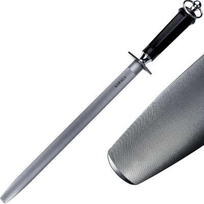 KOPALA Sharpening Steel Knife Sharpener Rod Flat 12 Inches Honing Steel for Knives Dark