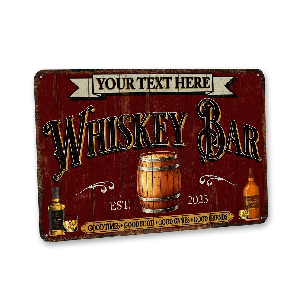 Custom Whiskey Bar Sign - Personalized Sign for Home & Man Cave Bar Deco - USA Made to Order: 108122002195