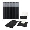 16-Piece Bathroom Printed Shower Curtain and 2 Memory Foam Bath Rug with Lid Cover Rock (Kadir Black) view 1