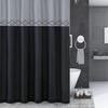 16-Piece Bathroom Printed Shower Curtain and 2 Memory Foam Bath Rug with Lid Cover Rock (Kadir Black) view 2