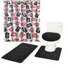 16-Piece Bathroom Printed Shower Curtain and 2 Memory Foam Bath Rug with Lid Cover Rock (Wesley Black) view 1