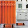 4-Piece Bathtub Butterfly or Geometric Pattern Bath Rugs and Printed Shower Curtain (Butterfly Orange) view 1