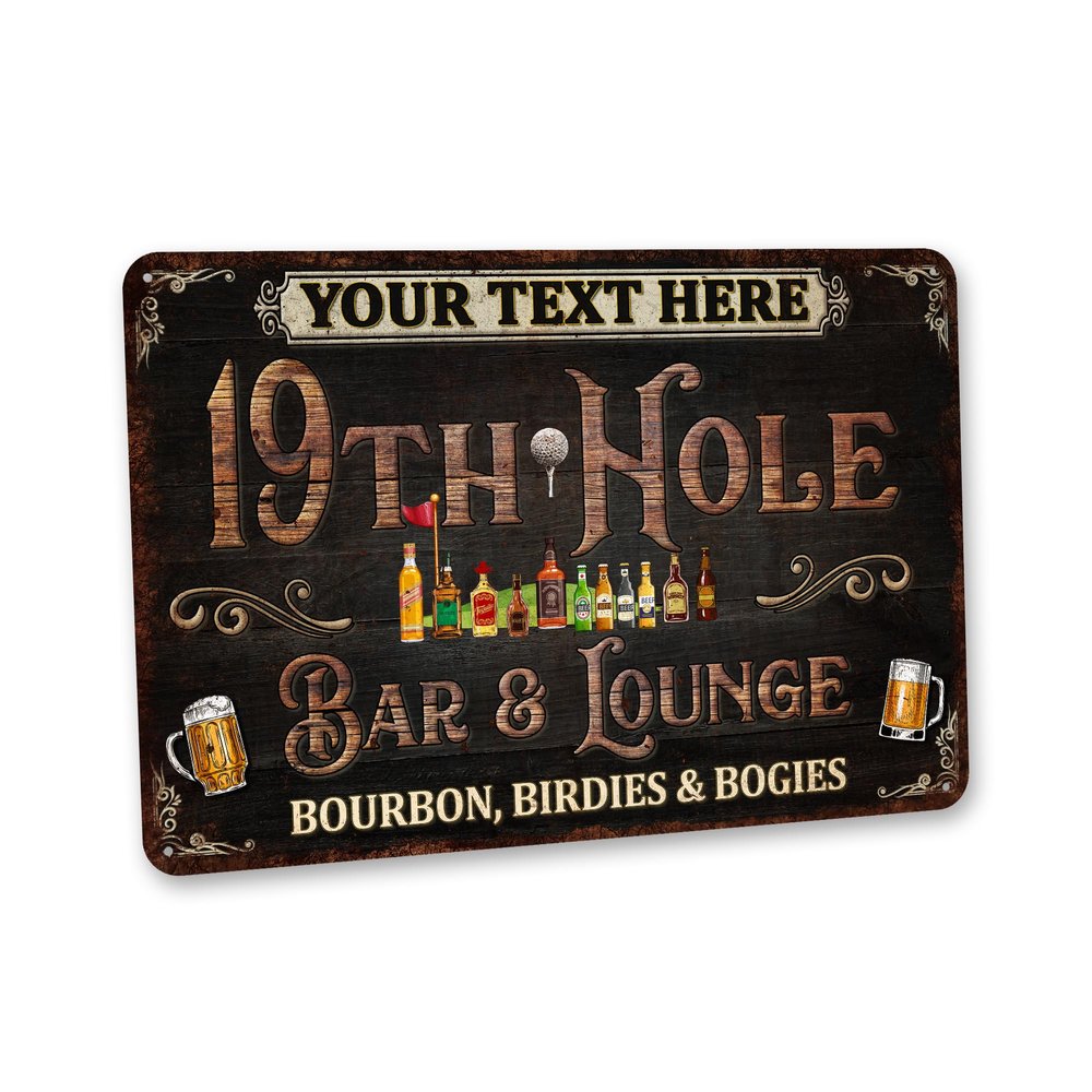 Personalized 19th Hole Bar & Lounge Sign Custom Art - Made In USA - Golfer Gift, Man Cave Decor