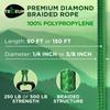 TECEUM Rope  150 Feet x 1/4 Inch (7mm)  Green  Strong All-Purpose Utility Rope  Camping, Crafting, Flag Pole, Indoor & Outdoor  Polypropylene Nylon Poly Lightweight Diamond Braided Cord view 2