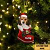 Personalized Beagle 1 Ornament, Beagle Christmas Ornament, Dog in Santa Boot, Dog Christmas Ornaments, Dog Ornament view 2