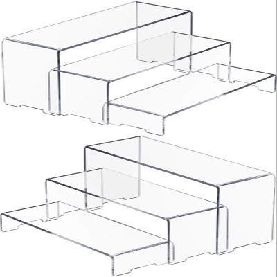 ClarityAcrylic 6Pcs Acrylic Display Risers(9", 8.5", 8") (2 Sets) Collectibles Display Stands, Funko Pop Figures, Retail Showcase, Jewelry, Cup Cake stand