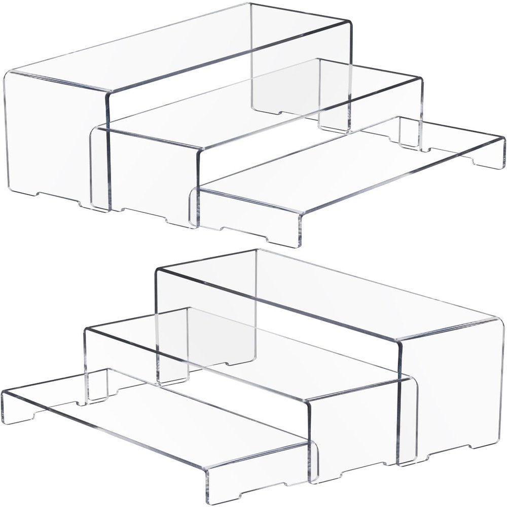 ClarityAcrylic 6Pcs Acrylic Display Risers(9", 8.5", 8") (2 Sets) Collectibles Display Stands, Funko Pop Figures, Retail Showcase, Jewelry, Cup Cake stand