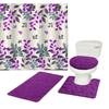 16-Piece Bathroom Printed Shower Curtain and 2 Memory Foam Bath Rug with Lid Cover Rock (Hinata Purple) view 1