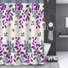 16-Piece Bathroom Printed Shower Curtain and 2 Memory Foam Bath Rug with Lid Cover Rock (Hinata Purple) view 2