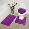 16-Piece Bathroom Printed Shower Curtain and 2 Memory Foam Bath Rug with Lid Cover Rock (Hinata Purple) view 3