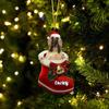 Personalized Afghan Hound Ornament, Afghan Hound Christmas Ornament, Dog in Santa Boot, Dog Christmas Ornaments, Dog Ornament view 1