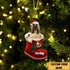 Personalized Afghan Hound Ornament, Afghan Hound Christmas Ornament, Dog in Santa Boot, Dog Christmas Ornaments, Dog Ornament view 2